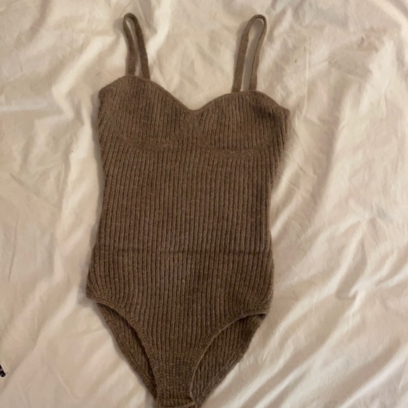 Zara Sweaters - BRAND NEW ZARA SOFT WOOL BLEND KNIT CAMEL BUSTIER BODYSUIT SWEATER